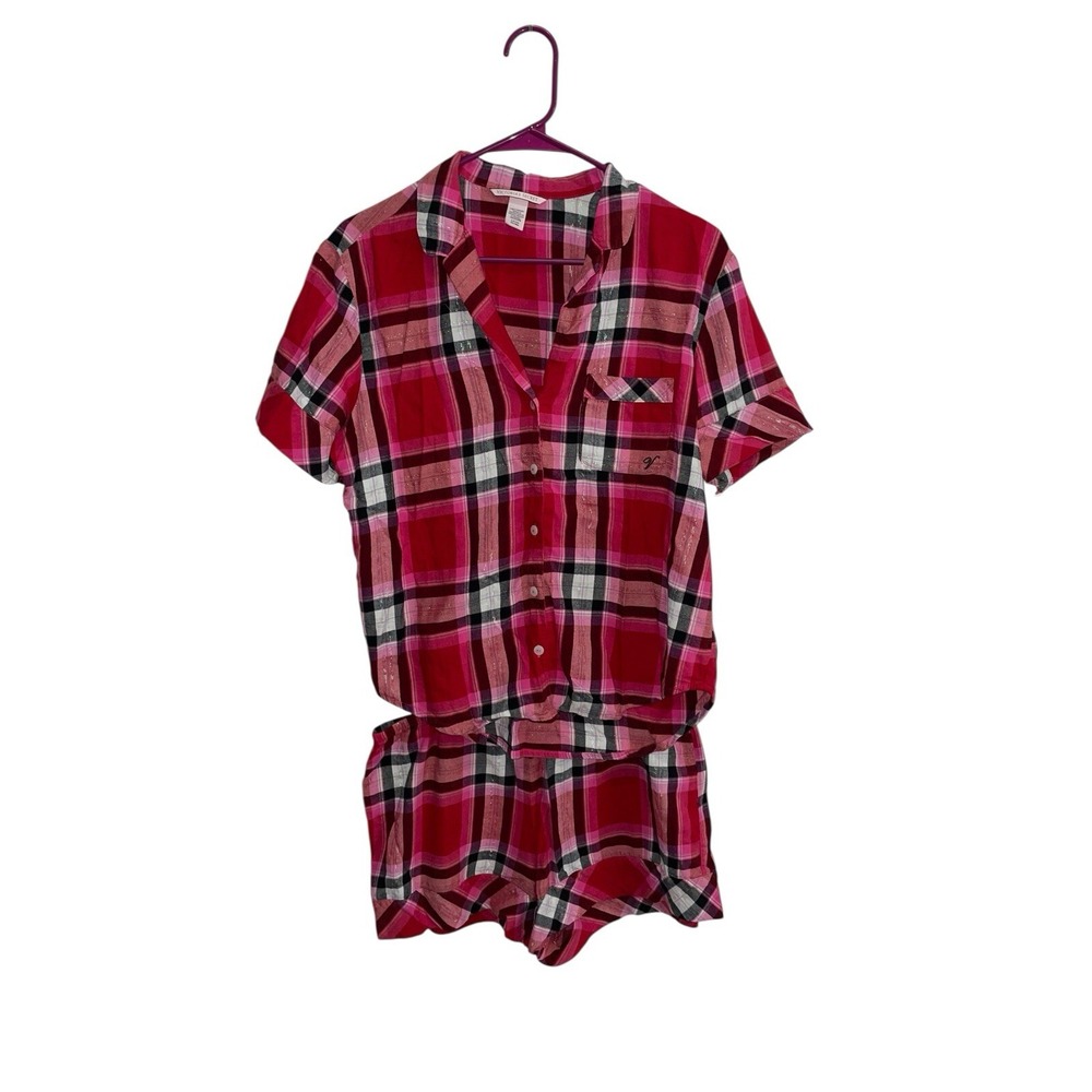 Victoria's Secret Pajama Set Women's Size Small Button Top &‎ Shorts Cozy Cute